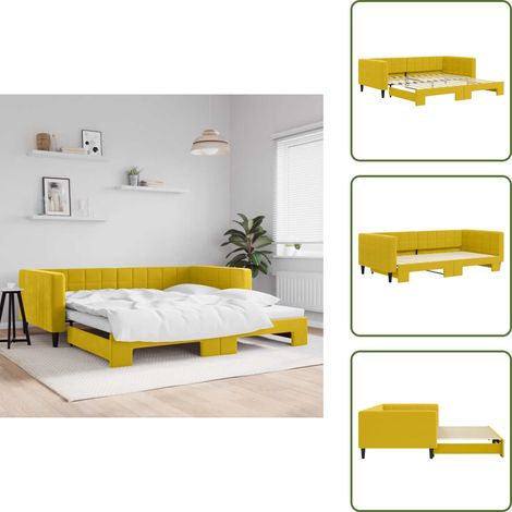 The Living Store Tagesbett Ausziehbar Gelb 100x200 cm Samt - Schlafsofa (1/5)