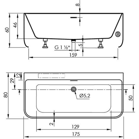 Freistehende Badewanne TRENTO MURO SANYCCES 175 cm - ohne Armatur