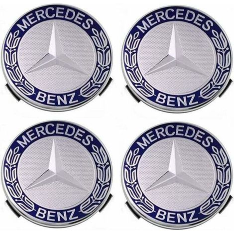 Lot de 4 cache-moyeux compatibles avec Mercedes Benz 75 mm - Bleu (1/5)