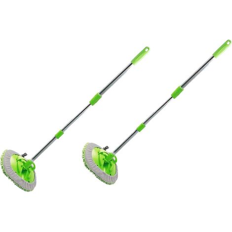 Lot de 2 brosses et serpillères de lavage auto, balais détachables, manches réglables, têtes de brosse rotatives, accessoires de nettoyage auto. (1/5)