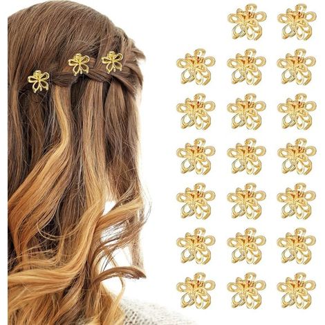 Lot de 20 mini pinces à cheveux dorées, petites barrettes à motif floral, accessoires de coiffure pour usage quotidien (1/5)