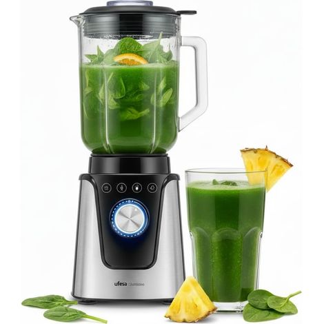 Blender de Table 1500W, Carafe en Verre 1,8L, 6 Lames en Titane, 4 Programmes, Variateur de Vitesse avec LED, Broyeur à Glace, Base en Acier Inoxydable (1/5)