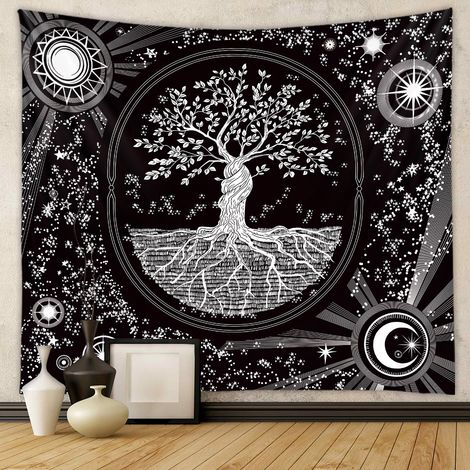 Wandteppich, Hintergrundstoff, trendiger Wandteppich, dekorativer Wandteppich im Bohème-Stil, 73 x 95 cm