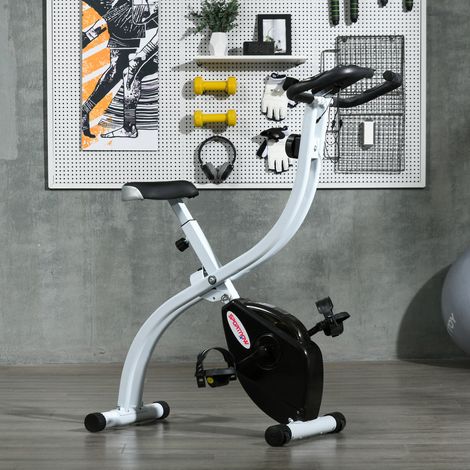 Klappbares magnetisches Heimtrainer-Fahrrad mit 8 Widerstandsstufen und verstellbarem Sitz, Stahl, 97 x 43 x 110 cm, Schwarz