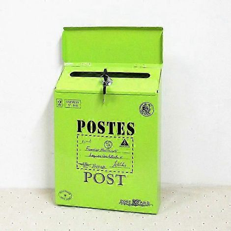 Boîte aux lettres murale vintage en fer forgé (plusieurs couleurs disponibles) - Vert grands caractères (1/4)