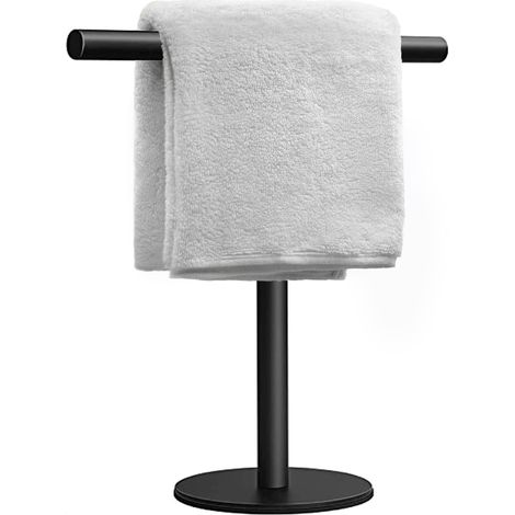 Porte-Serviettes de Bain Noir Mat Forme T, Barre pour Salle de Bain, Cuisine et Coiffeuse (1/5)