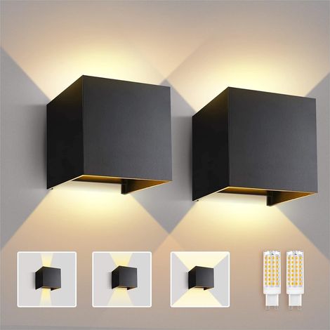 2 Pièces Applique Murale Ampoules G9 Remplaçables Angle de Rayonnement Réglable Lampe Murale Interieur Blanc Chaud 3000K Lampe Exterieur en Aluminium IP65 pour Chambre Salon Escalier (1/5)