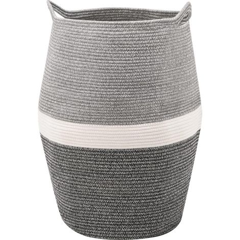 Wäschekorb aus Baumwollseil, 105L, faltbar, dunkelgrau (1/5)