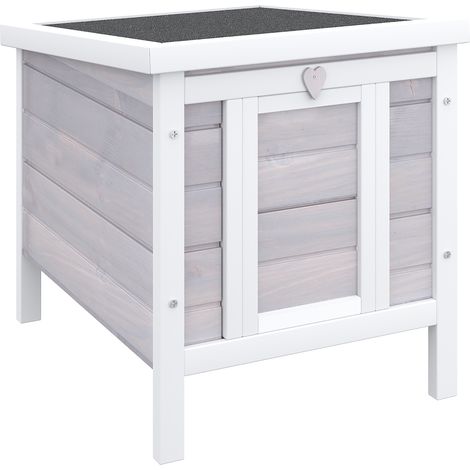 easycomfort gabbia per conigli in legno da esterno con tetto in asfalto e rampa antiscivolo, 42x51x43cm, grigia (1/5)