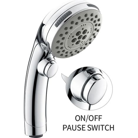 Soffione doccia portatile ad alta pressione con 5 modalità, pulsante di interruzione dell'acqua e tubo flessibile da 1,5 m. (1/5)