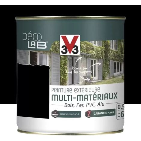 Peinture Extérieure Multi-Matériaux V33 Déco LAB Noir Mat 0,5 L (1/3)