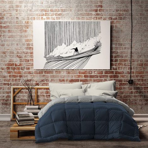 Couette Hiver Bleu foncé Gris Clair 2 Places (1/5)