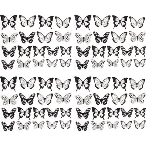 Autocollant Papillon 3D - En PVC Souple - Pour Décoration Murale Fenêtre Gâteau Ballons - Idéal Fête Anniversaire Mariage - Lot de 100 (1/5)