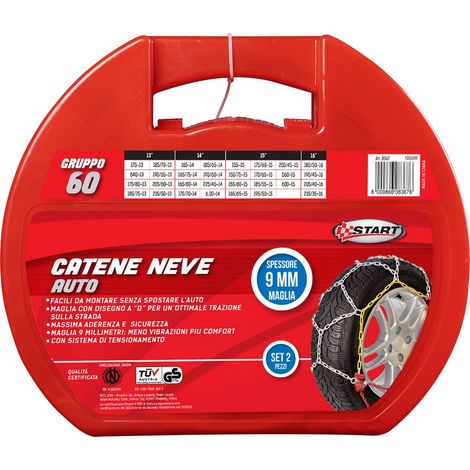 Set due pezzi catene da neve spessore 9mm gruppo 60