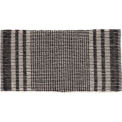 Tappeto kyoto in microfibra di cotone ciniglia 45x90 cm - nero beige - Tendance