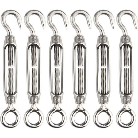 6 Pcs Tendeur De Fil Tendeur M5 En Acier Inoxydable Réglable Crochet De Ridoir Et Oeil Ensemble Heavy Duty (1/5)