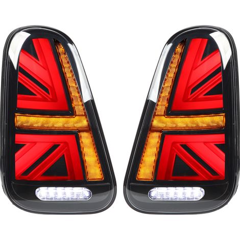 Union-Jack-LED-Rückleuchten mit dynamischen Blinkern und Bremslicht für Cooper R50 R52 R53, klar (1/5)