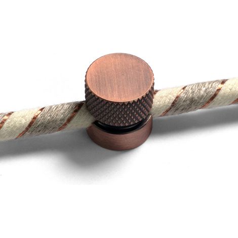 Creative-Cables Support mural Sarè - (Cuivre satiné, Ø 16 mm, H 15 mm, 2 pièces, pour câbles Ø 5-8 mm) - Fabriqué en aluminium - Vis et cheville incluses