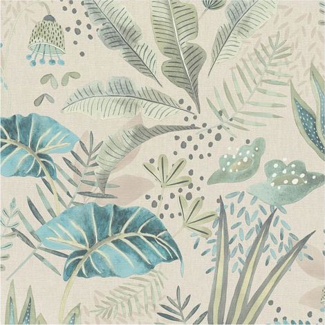 Retro wallpaper wall Profhome 393484 hot embossed non-woven wallpaper slightly textured with floral ornaments matt beige silk grey light green pastel blue 5,33 m2 (1/5)