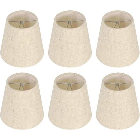 Ensemble de 6 abat-jour en toile de jute – Abat-jour baril beige 3,5 x 5,5 x 5,2 pouces – Compatible ampoules E14 – Installation facile (1/5)