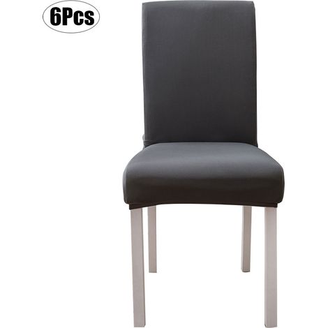 Housse de chaise élastique en Polyester, Style Simple et élégant, accessoires de meubles pour la maison, hôtel, gris, 6 pièces (1/5)