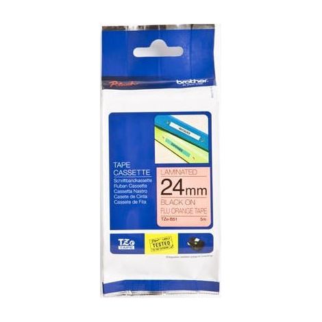 BROTHER Cinta laminada Fluorescente/Naranja/ Negro 24 mm, 8 m (1/2)