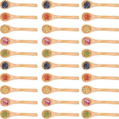 30 pièces de petites cuillères en bois naturel pour enfants, ustensiles de cuisine (1/5)