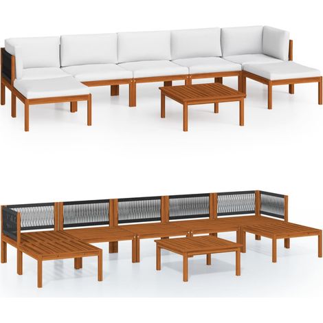 Maison Exclusive - Set da giardino 8 pezzi con cuscini crema 63x63 cm