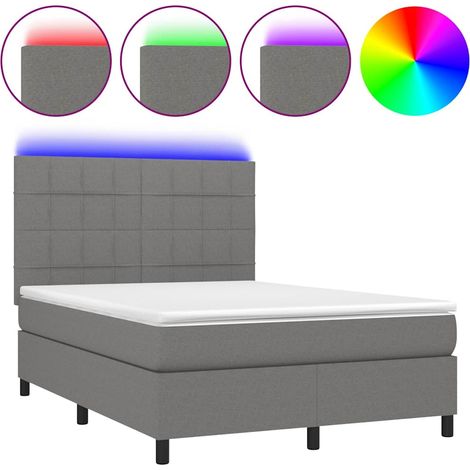 Maison Exclusive - Box spring postel s matrací a LED tmavě šedá 140x190 cm textil (1/5)