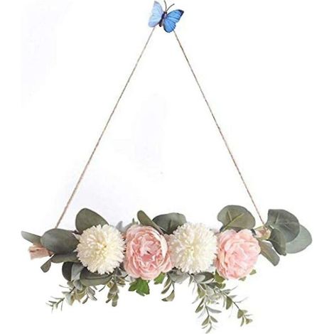 Künstliche Blumengirlande zum Aufhängen, Kreis, Pfingstrosenkranz, Retro-Dekoration aus Kunstseide, künstliche und getrocknete Blumen, FLITI (1/4)