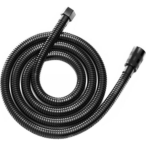 200 cm langer schwarzer Edelstahl-Duschschlauch mit universellem Verdrehschutzanschluss, 2 m schwarzer Duschschlauch, 2 m schwarzer Duschschlauch, 2 m schwarzer Duschschlauch (1/4)