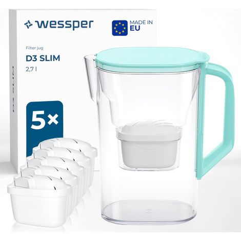 Carafe filtrante porte de réfrigérateur 2,7l, de 6 filtre - Menthe (1/2)