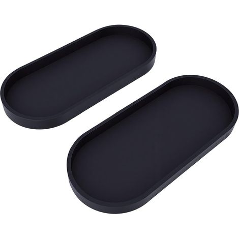 Paquet de 2 Plateaux Ovales Décoratifs en Silicone, Support Noir (Black) (1/5)