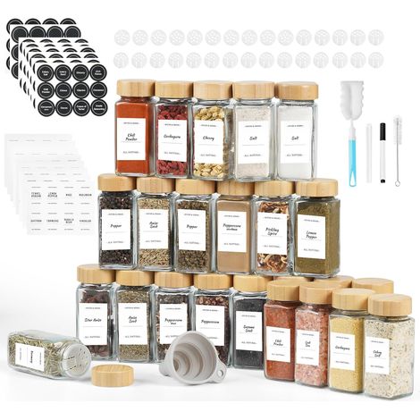 Pot a epices,24x120ml,pot a epices en verre et bois (1/5)
