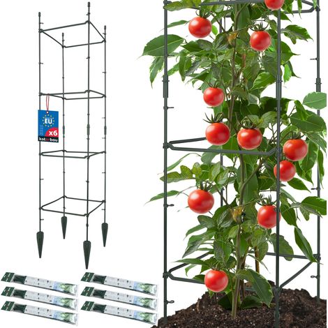 KOTARBAU® Lot de 6 Tuteur Tomate, Treillis Plante Grimpante Exterieur 29x29x120cm, Tuteurs Modulaires, Tuteur Plante, PVC, Vert, Treillis pour Plantes Grimpantes, Support Tomates Potager (1/5)