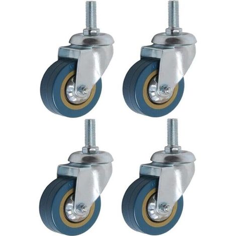 Lot de 4 360° Roulettes pour Meubles 75mm M10 Roulette Charge Lourde Pivotante