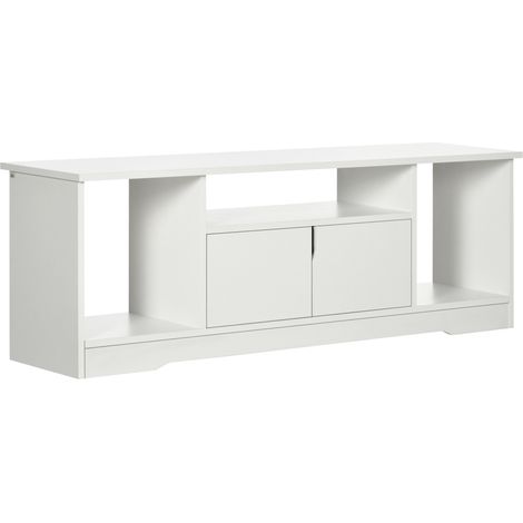 Mobile porta TV/panca dal design contemporaneo - 3 ripiani, mobiletto con doppia anta - Dimensioni: 120L x 30W x 41H cm - Truciolato bianco