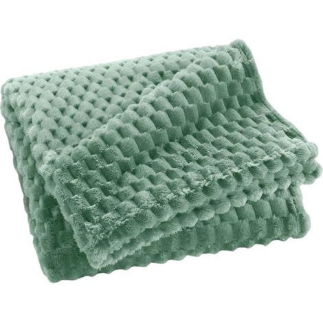 Plaid Flanelle en Relief "Mini Frosty" 125x150cm Sauge (1/4)