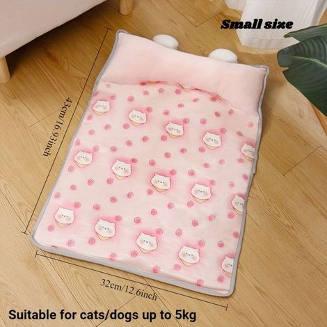 Cooling Mat for Cats & Small Dogs - Pastel Pink, High-Resilience, No Electricity - Size S Basket (1/5)