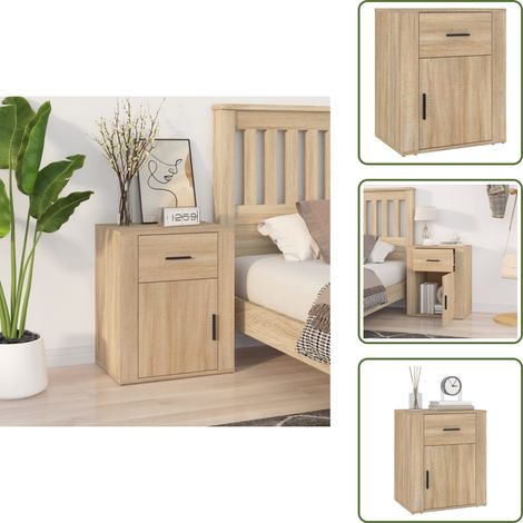 The Living Store Nachttisch Sonoma-Eiche 50x36x60 cm Holzwerkstoff - Holz Nachttisch (1/5)