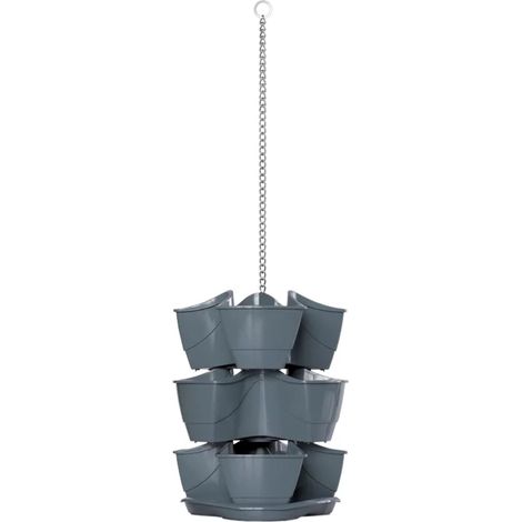 PROSPERPLAST Jardin vertical suspendu COUBI HERBAL 9L 29,5x29,5x88 cm en Gris (1/5)