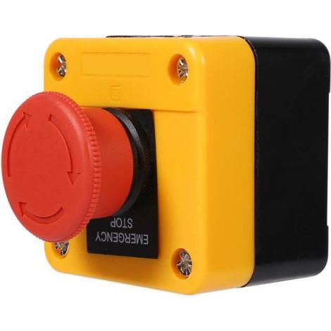 Interrupteur d'urgence à bouton poussoir champignon, signe rouge, coque en plastique, 1 pièce, 660V 10A, pour arrêt d'urgence (1/4)