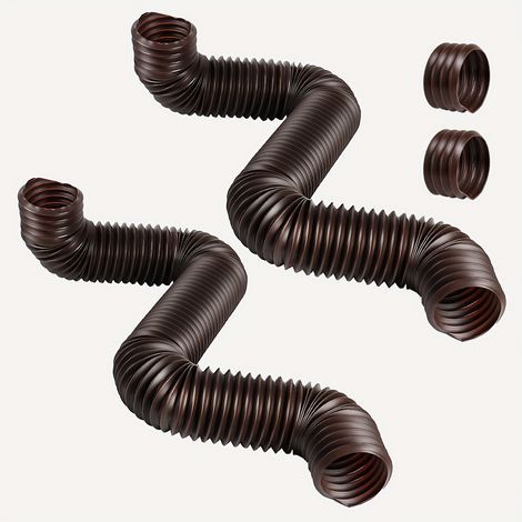 Set aus 2 Kunststoff-Dachrinnenverlängerungen, flexibles, dehnbares Abflussrohr, PE-Material, 130 cm (1/5)