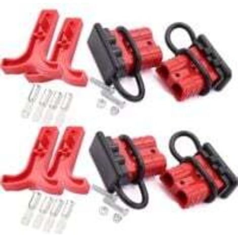 50A Connecteur de batterie 600V Batterie à Connexion Rapide Batterie Déconnexion Rapide Pour Voiture Van Les Modes Moto(4 PCS)(rouge)