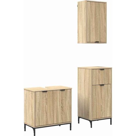 Juego de muebles de baño 3 uds. Roble Sonoma 39,5 x 36 x 88 cm vidaXL (1/5)