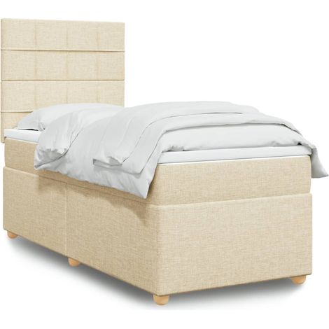 Boxspringbett mit Matratze Creme 100x200 cm Stoff