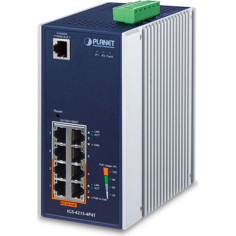 PLANET IGS-4215-4P4T switch Gestionado L2/L4 Gigabit Ethernet (10/100/1000) Energía sobre Ethernet (PoE) Azul, Blanco