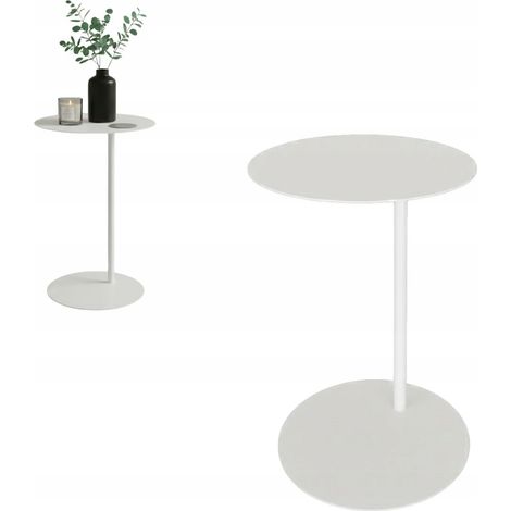 Tavolino laterale per laptop, in metallo, bianco, El Valle M, Fi 40x65 (1/5)
