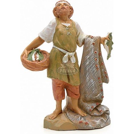 PESCATORE CON RETE 12CM IN RESINA (F-54)