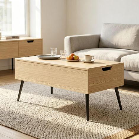 Table de salon polyvalente, table basse multifonctionnelle avec plateau réglable en hauteur, table d'appoint moderne (uniquement la table d'appoint (1/5)